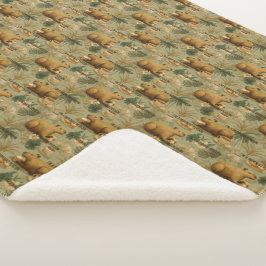 Manta Sherpa Capybara Morning Coffee Breakfast Botanical Art