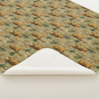 Manta Sherpa Capybara Morning Coffee Breakfast Botanical Art