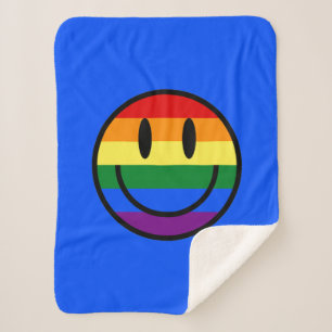 Manta Sherpa Cara sonriente arco iris