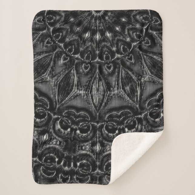 Manta Sherpa Carbón Mandala (Anverso)