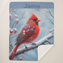 Cardenal de invierno personalizable Fleece Blanket