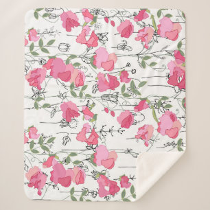 Manta Sherpa Cariño: Textura de verano floral.
