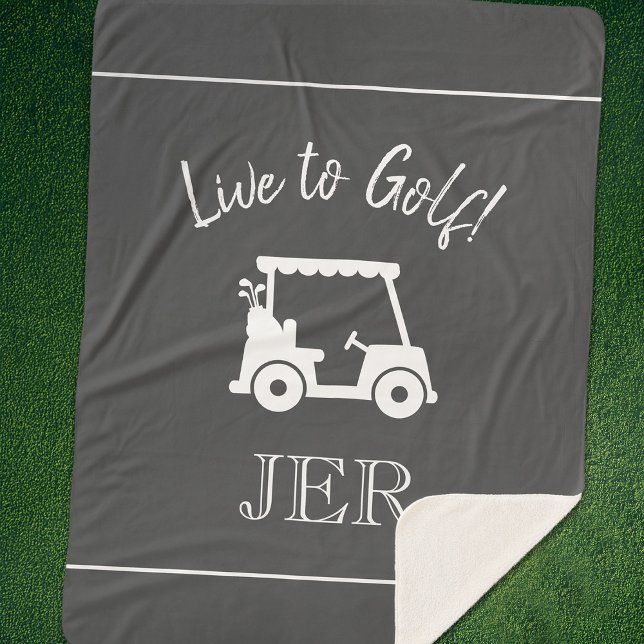 Manta Sherpa Carrito de Golf para Golfista Adorable Iniciales M (Cute Golfer Golf Cart Monogrammed Initials Gray Large Sherpa Blanket)