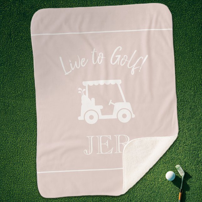 Manta Sherpa Carro de golf Golf Monogrammed Iniciales Moda Rosa (Golfer Golf Cart Monogrammed Initials Chic Pink Sherpa Blanket)