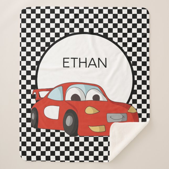 Manta Sherpa Carro rojo de raza negra bandera blanca puesta a p (Anverso)