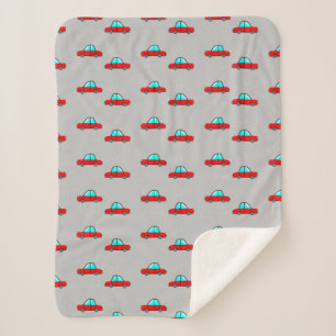 Manta Sherpa Carros rojos en gris