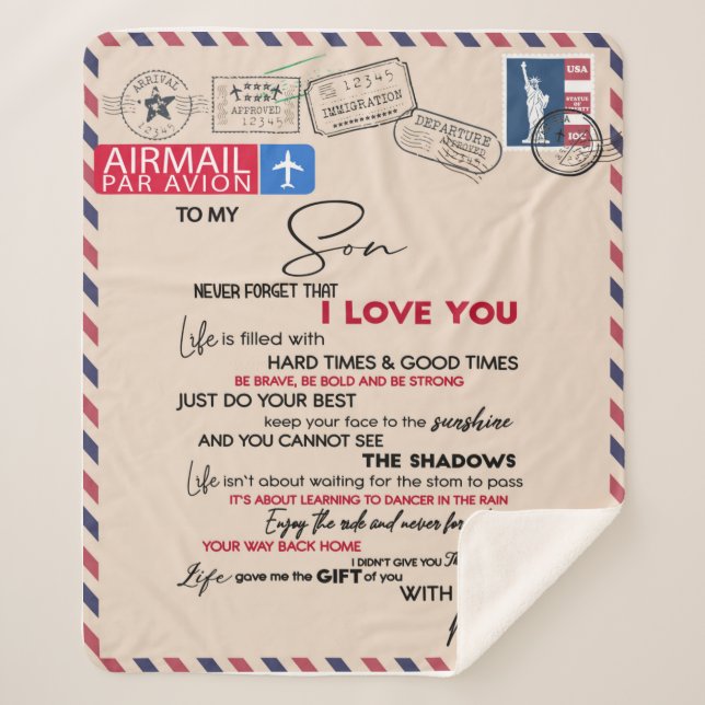 Manta Sherpa Carta a mi hijo de mamá (Anverso)