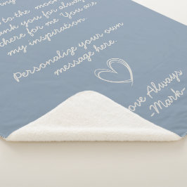 Manta Sherpa Carta de amor a mano azul turbio o mensaje