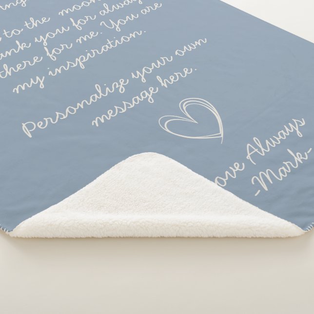 Manta Sherpa Carta de amor a mano azul turbio o mensaje (3/4)