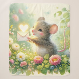 Manta Sherpa Carta de amor de ratón de cottage prado