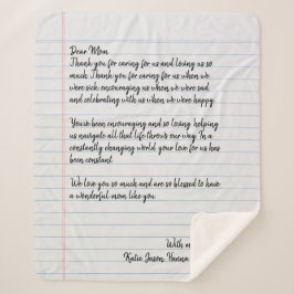 Manta Sherpa Carta de amor personalizada manuscrita