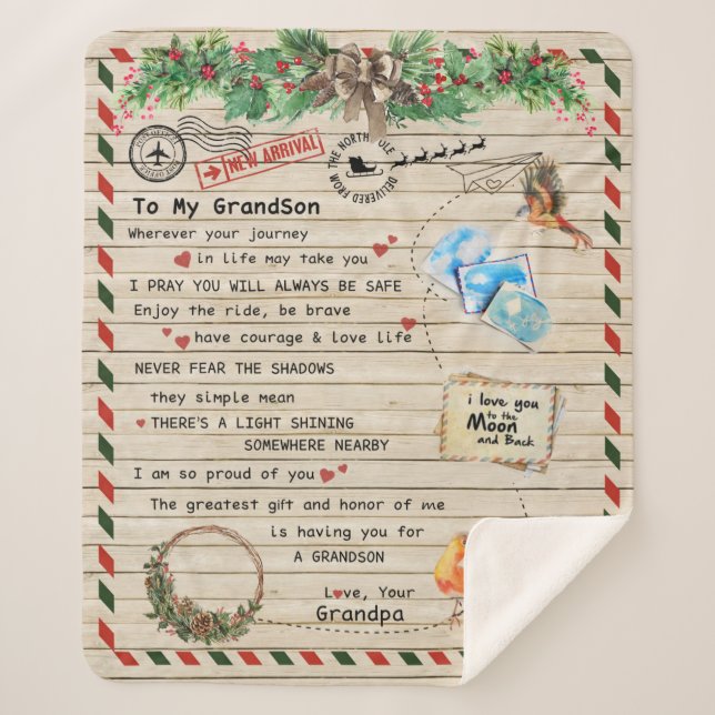 Manta Sherpa Carta Personalizada A Mi Abuelo, (Anverso)