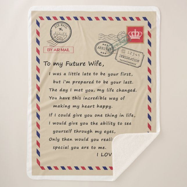 Manta Sherpa Carta Personalizada A Mi Futura Esposa (Anverso)