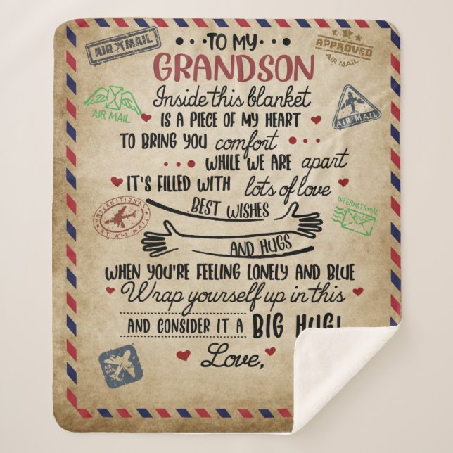 Manta Sherpa Carta personalizada a mi Gran Hijo, regalo de cump (Anverso)