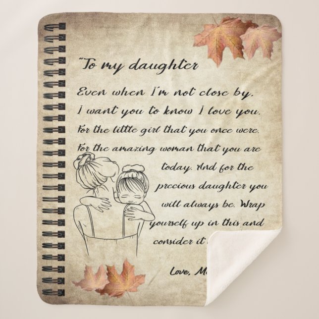 Manta Sherpa Carta Personalizada A Mi Hija De Mamá, (Anverso)