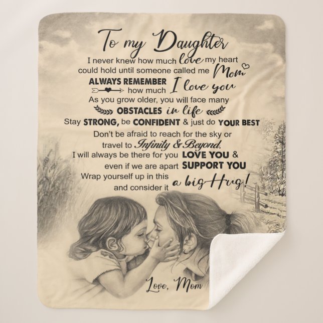 Manta Sherpa Carta Personalizada A Mi Hija De Mamá (Anverso)
