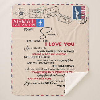 Manta Sherpa Carta Personalizada A Mi Hijo, Idea Hijo Cumpleaño