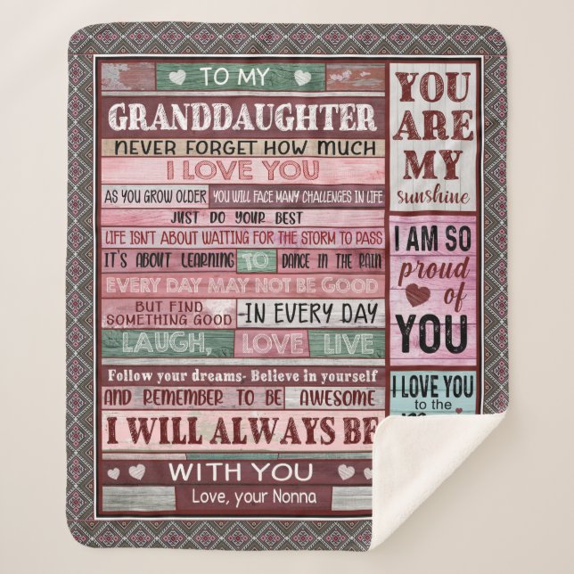 Manta Sherpa Carta Personalizada A Mi Nieta (Anverso)