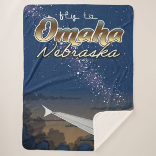 Manta Sherpa Cartel de viaje de vuelo vintage de Omaha, Nebrask