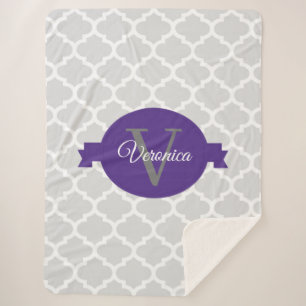 Manta Sherpa Cartera Sherpa Personalizada Purple Quatrefoil