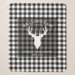 Manta Sherpa Casa de Campo Negra Blanca Lago Plaid Familia