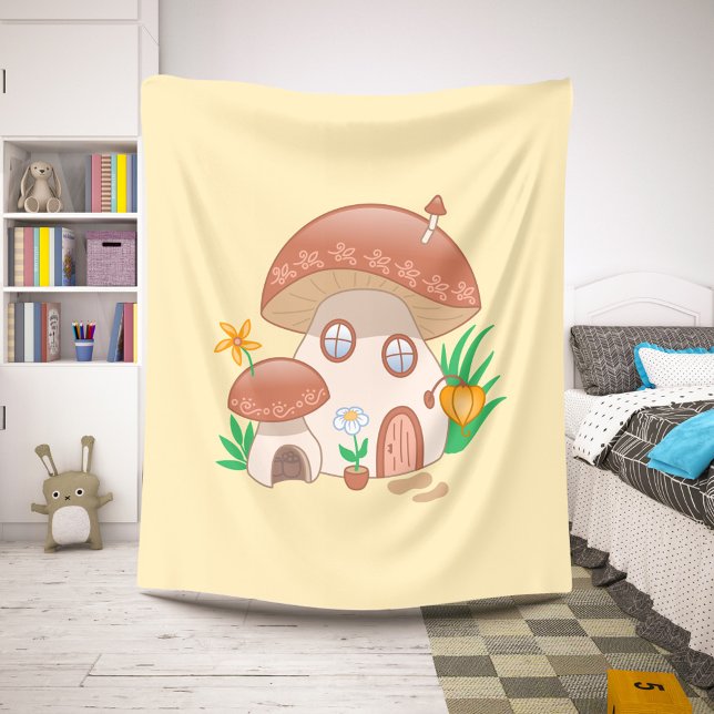 Manta Sherpa Casa de hongos de hadas de hadas amarillas (Subido por el creador)