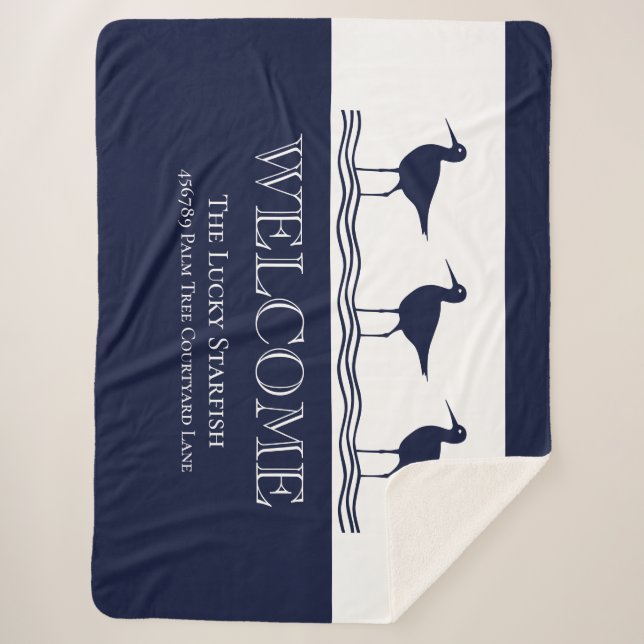 Manta Sherpa Casa de playa de arena blanca azul de la Marina Ná (Anverso)