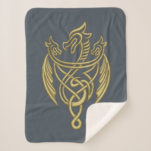 Manta Sherpa CASA DEL DRAGÓN | Escudo Golden Filigree Dragon (Anverso)