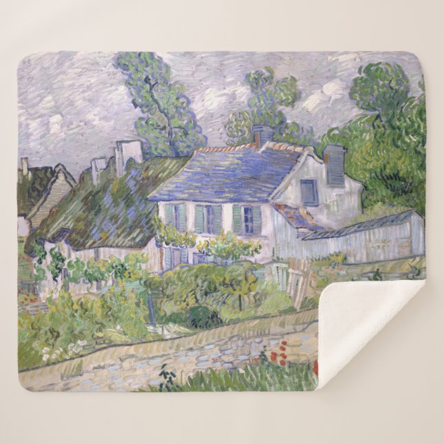Manta Sherpa Casas de Auvers Vincent van Gogh (Anverso (horizontal))