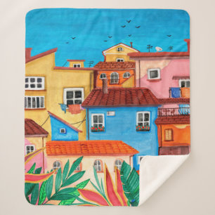Manta Sherpa Casas italianas. Mano de Gouache