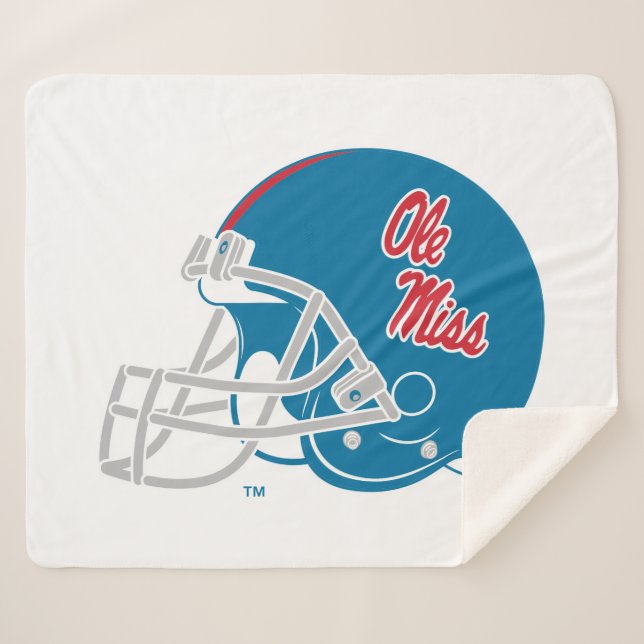 Manta Sherpa Casco de fútbol Ole Miss | Azul claro (Anverso (horizontal))