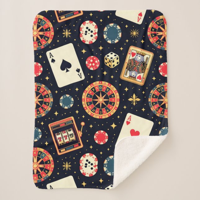 Manta Sherpa Casino pattern theme on black (Anverso)