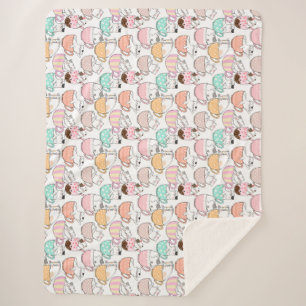 Manta Sherpa Cat en un diseño de patrón de taza 01 w