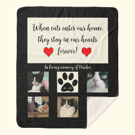 Manta Sherpa Cat Memorial 5 Photo with Poem Fleece Blanket