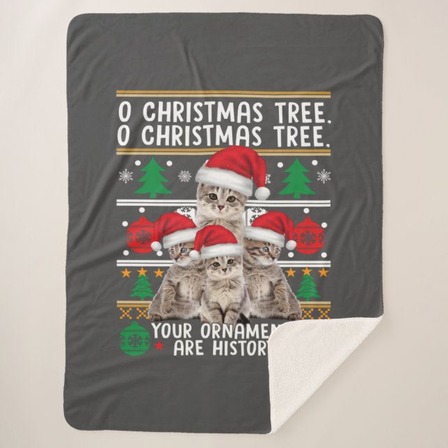 Manta Sherpa Cats Christmas Shirt Funny Ornaments Pajama Family (Anverso)