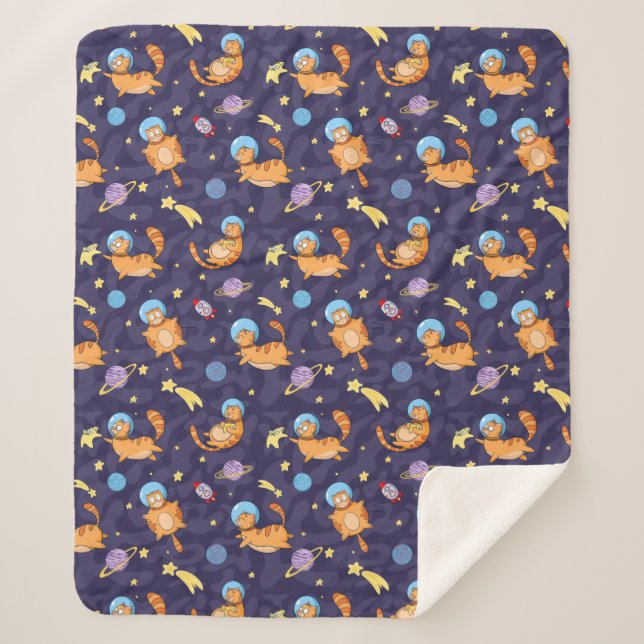 Manta Sherpa Cats espaciales Sherpa Blanket (Anverso)