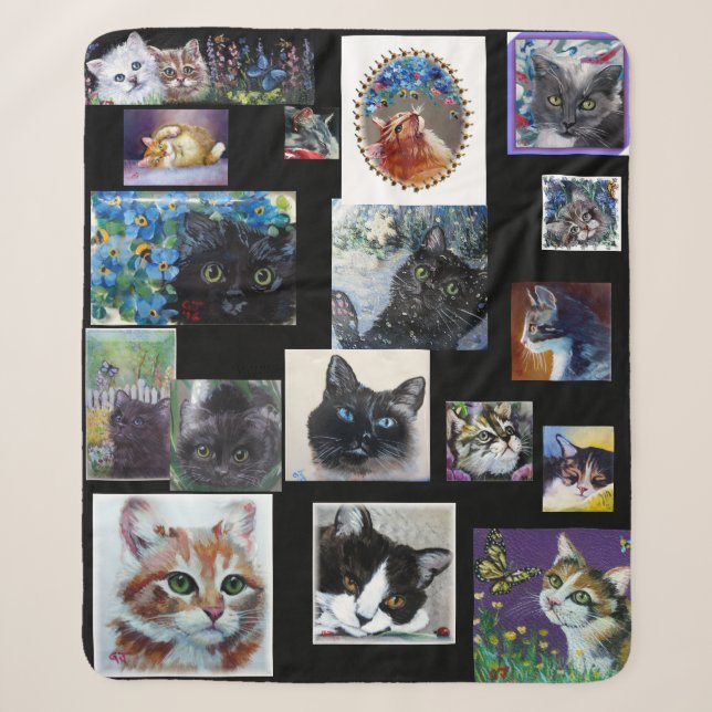 Manta Sherpa Cats Kitties Blanket (Anverso)