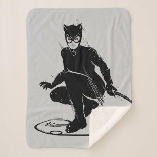 Manta Sherpa Catwoman Pose con Pincel de Tinta