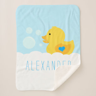 Manta Sherpa Caucho Ducky Con Corazón Azul