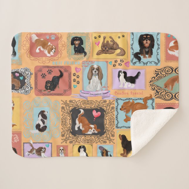 Manta Sherpa Cavalier King Charles Spaniel Blanket (Anverso (horizontal))
