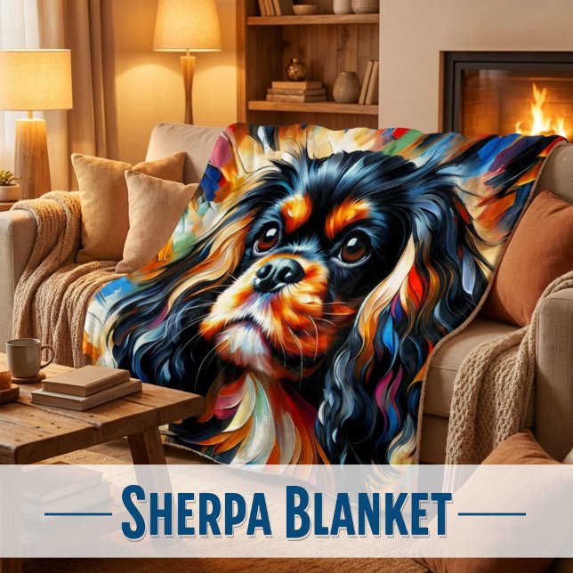 Manta Sherpa Cavalier King Charles Spaniel Dog Acrylic Print (Snuggle up with this plush Cavalier Spaniel Sherpa throw. So soft!)
