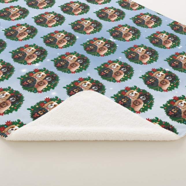 Manta Sherpa Cavalier King Charles Spaniel Holiday Blanket (3/4)