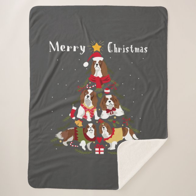 Manta Sherpa Cavalier King Charles Spaniel navidad navideña (Anverso)