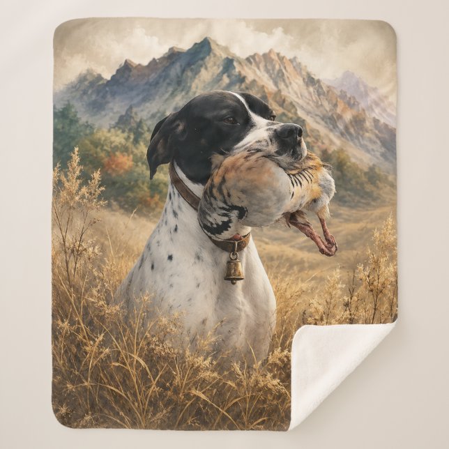 Manta Sherpa Caza con Pointer Inglés, perdiz Chukar (Anverso)