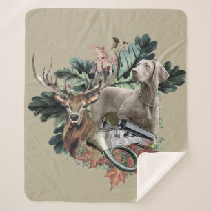 Manta Sherpa Caza con un Weimaraner, "Grey Ghost"