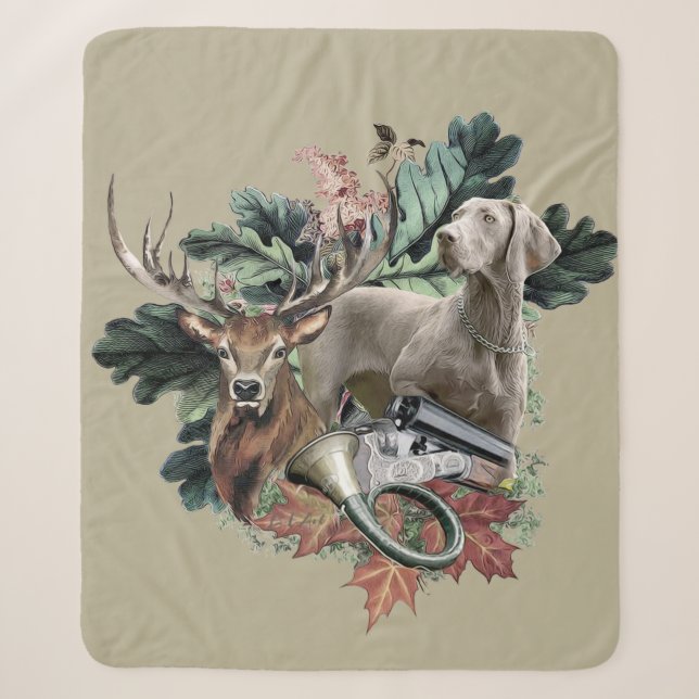 Manta Sherpa Caza con un Weimaraner, "Grey Ghost"    (Anverso)