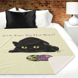 Manta Sherpa Caza de Huevos de Pascua de Gato Negro Fiesta Amar