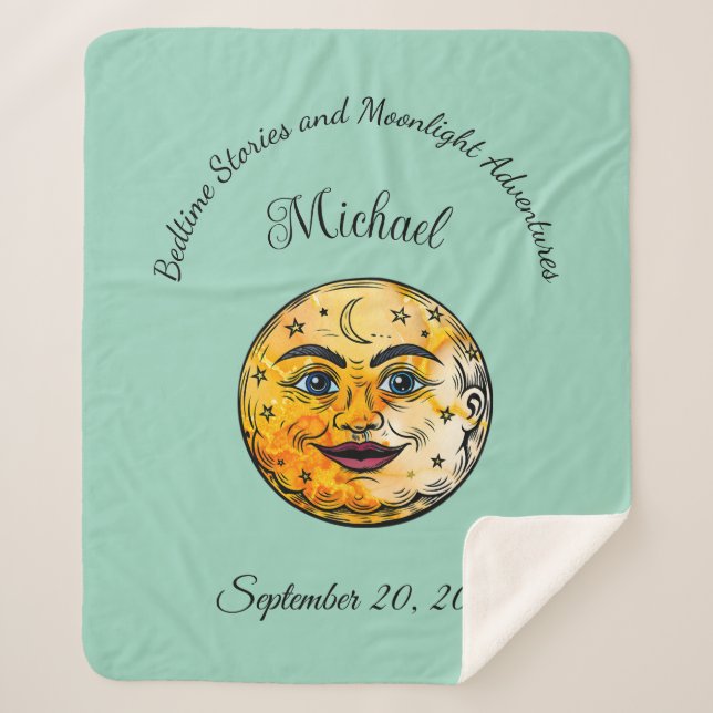 Manta Sherpa Celebración en Baby Shower por la luna (Anverso)