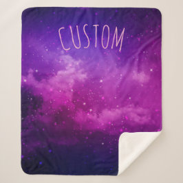 Manta Sherpa Celestial Purple Galaxy & Stars Personalized Name 