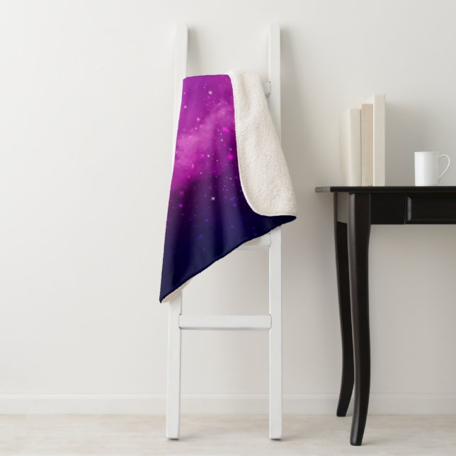 Manta Sherpa Celestial Purple Galaxy & Stars Personalized Name  (In situ)
